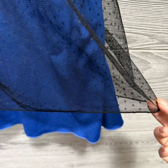 Y2K Blue Babydoll Top Lace Trim Cami Womens S Navy Lingerie Mesh Dark Coquette - Picture 4 of 9